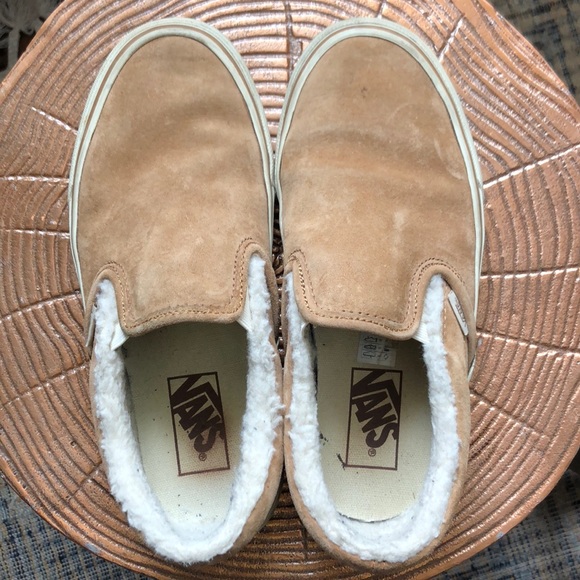 tan vans with fur inside